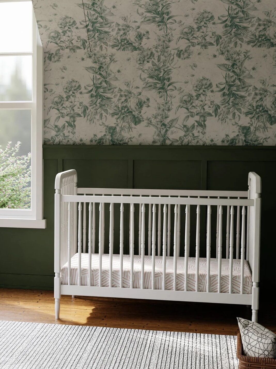 A white crib.