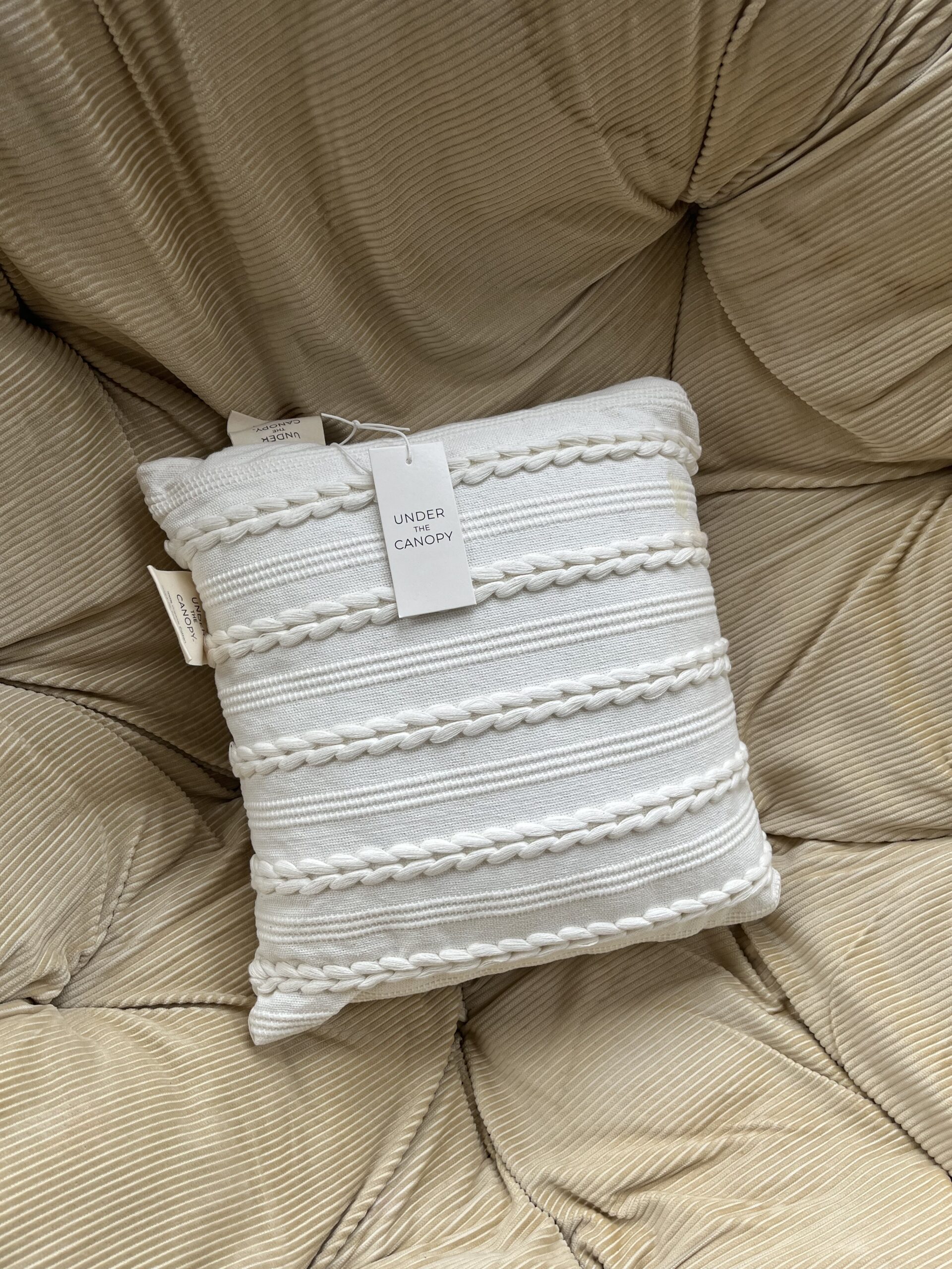 The braided pillow from Under the Canopy in the author's home.